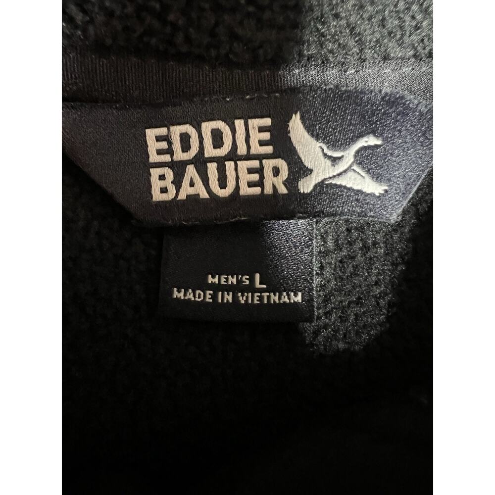 Eddie Bauer Men's Black Sweater Fleece Pullover Size L Pockets Outdoor Wear EUC - Picture 9 of 13
